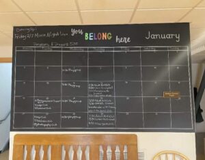 Our Monthly Chalkboard Calendar! Keep up with all the fun!